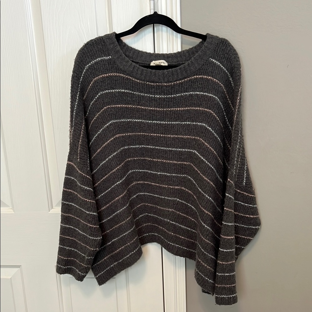 Gray Striped Women's Sweater